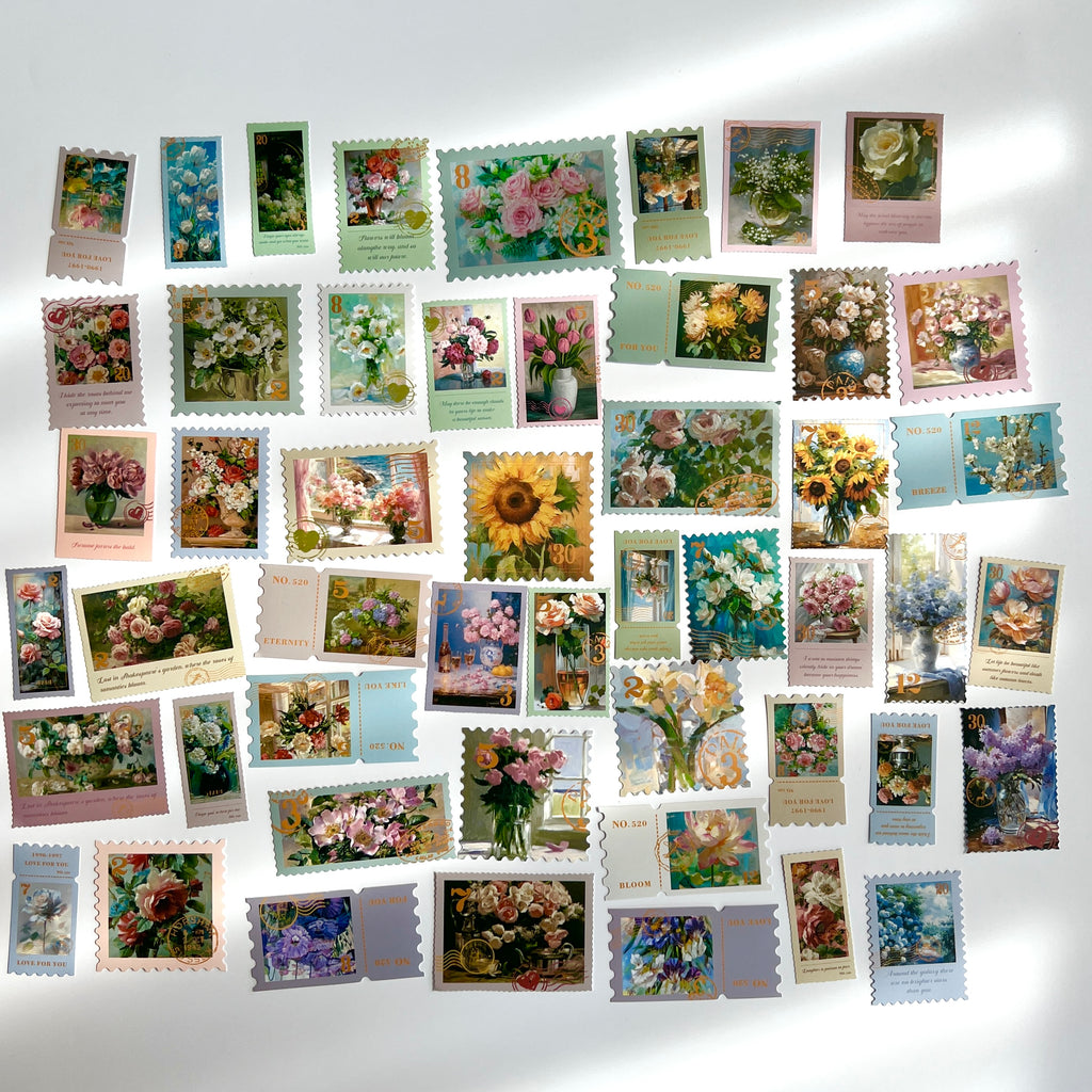 🌸 Vintage Floral Stamp Stickers