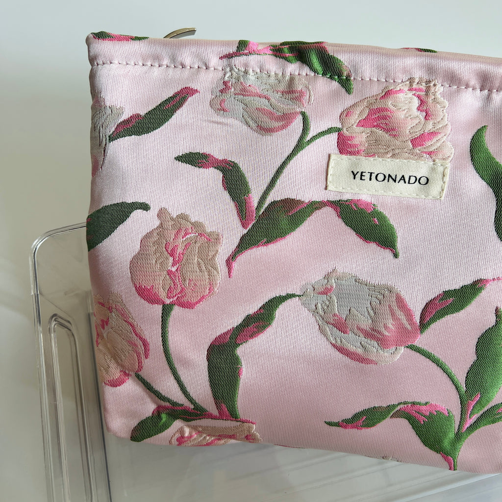 🌷 Soft Tulip Floral Cosmetic Bag