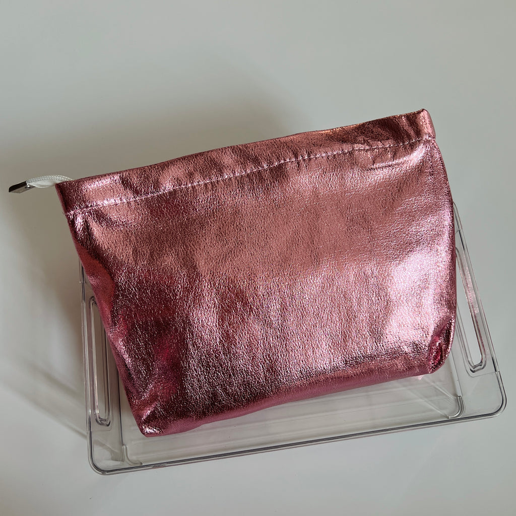 💗 Metallic Rose Pink Cosmetic Bag