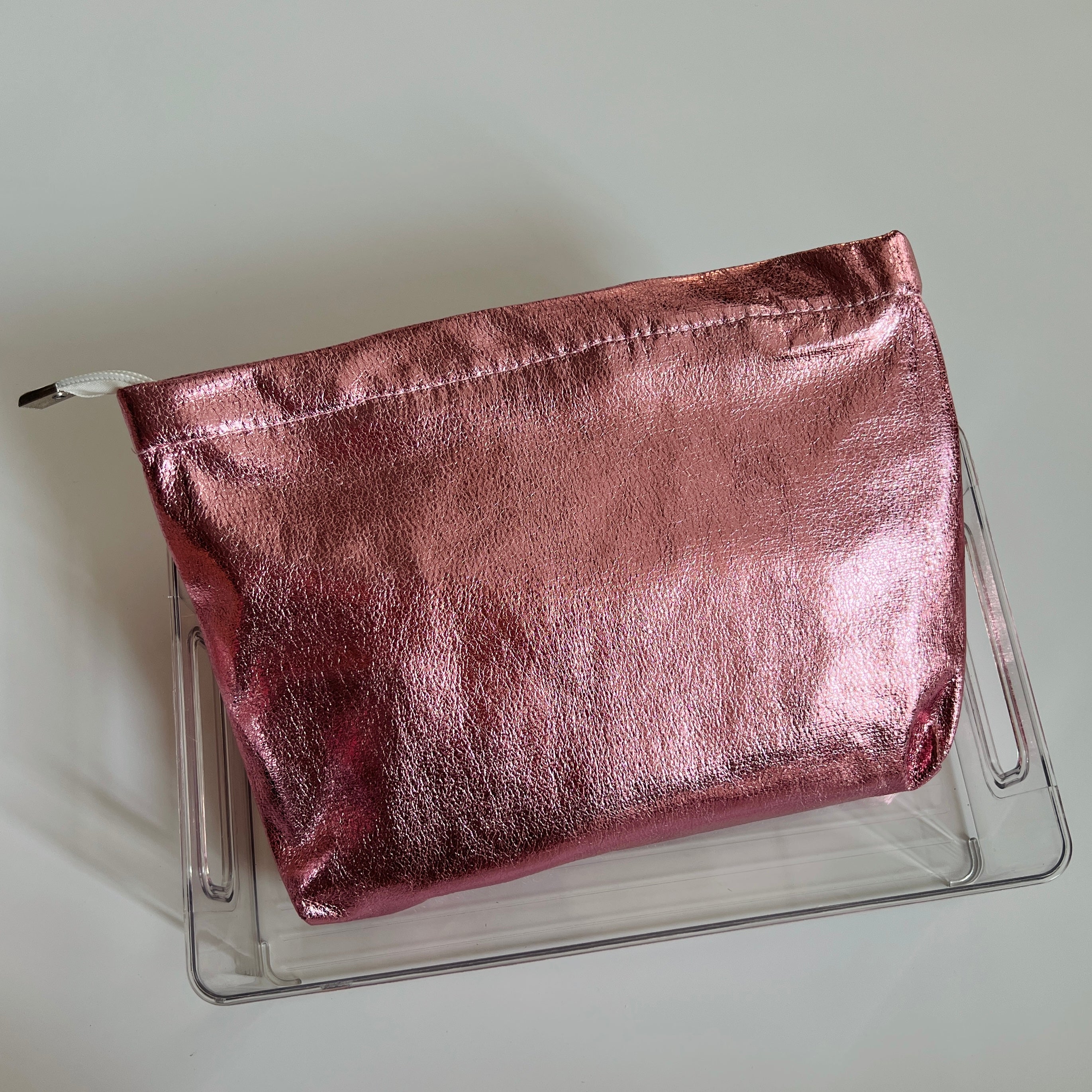 💗 Metallic Rose Pink Cosmetic Bag