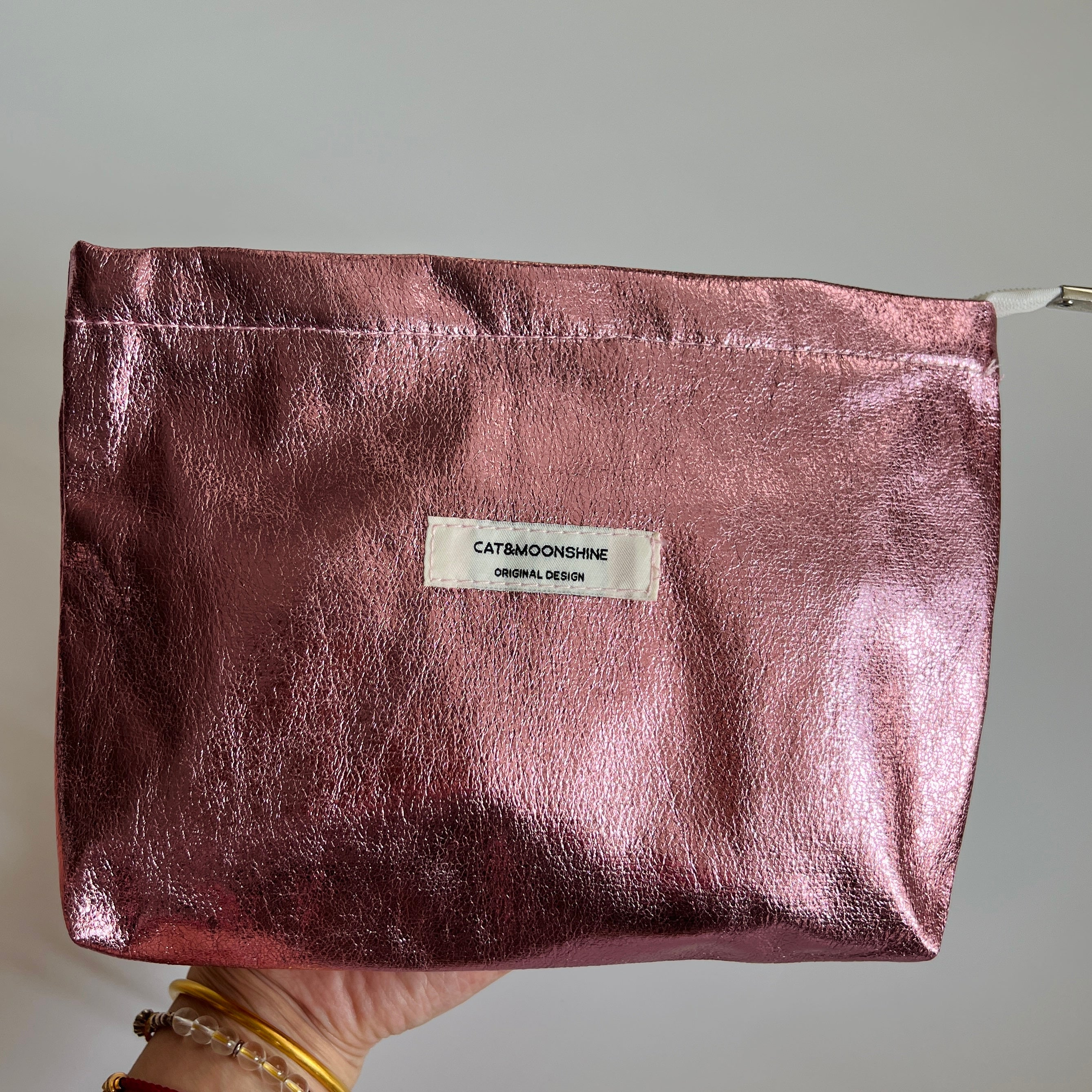💗 Metallic Rose Pink Cosmetic Bag