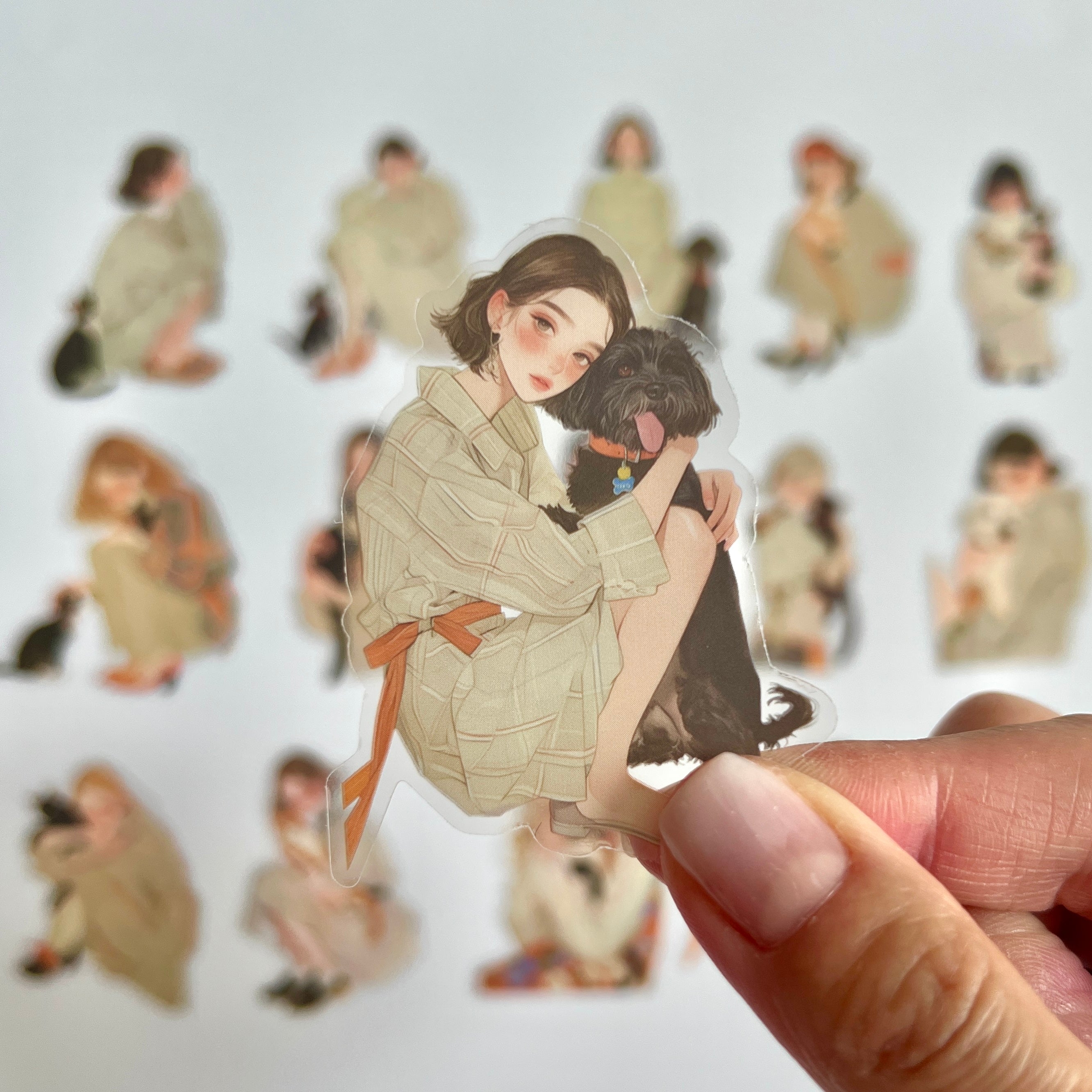 🐾 Cute Pet Lover Girl Sticker Set