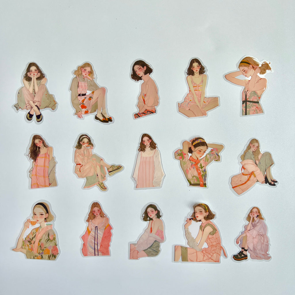🌸 Pink Aesthetic Girl Sticker Set