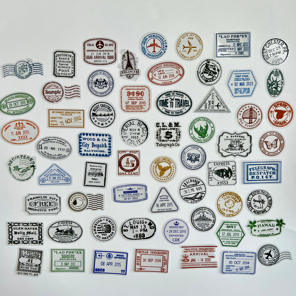 ✈️ Vintage Travel Stamp Sticker Set