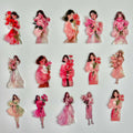 🌺 Pink Flower Girl Sticker Set