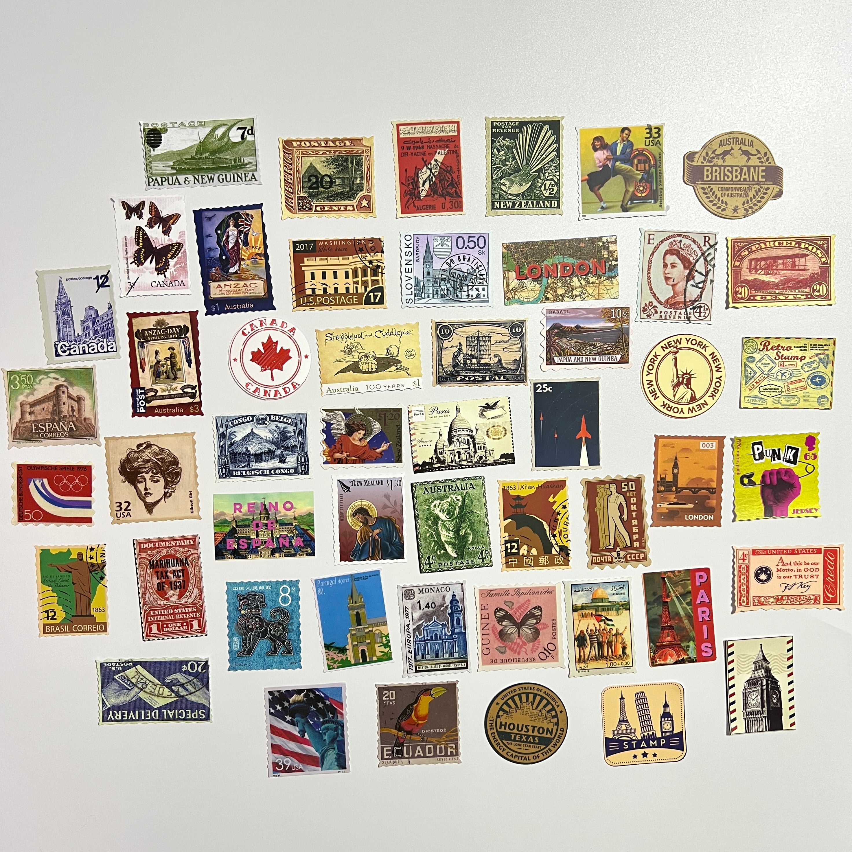 ✈️ Vintage World Stamp Sticker Set