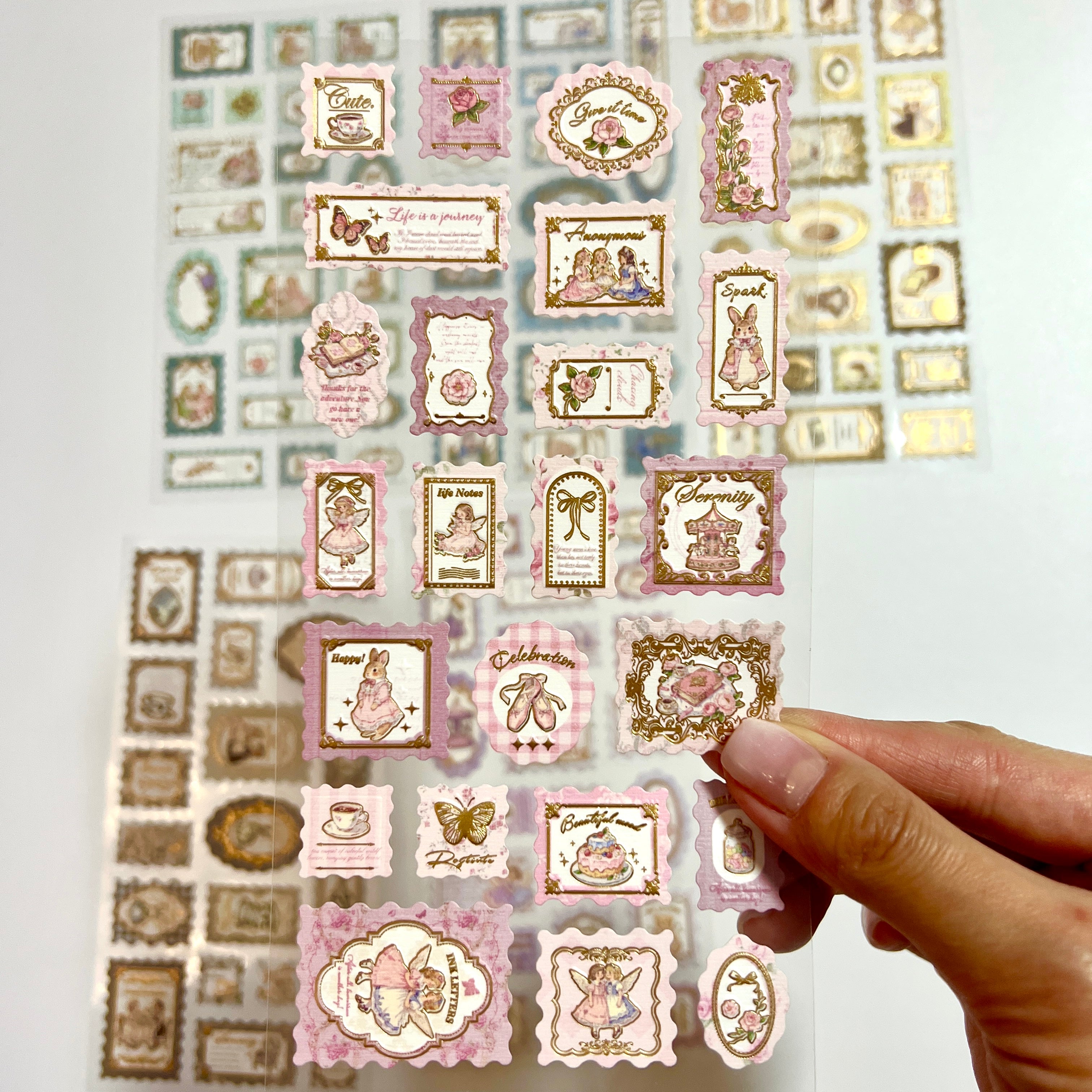 📮 Vintage Gold Foil Stamp Stickers