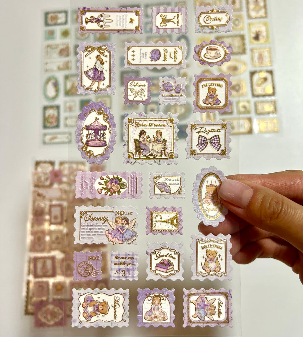 📮 Vintage Gold Foil Stamp Stickers