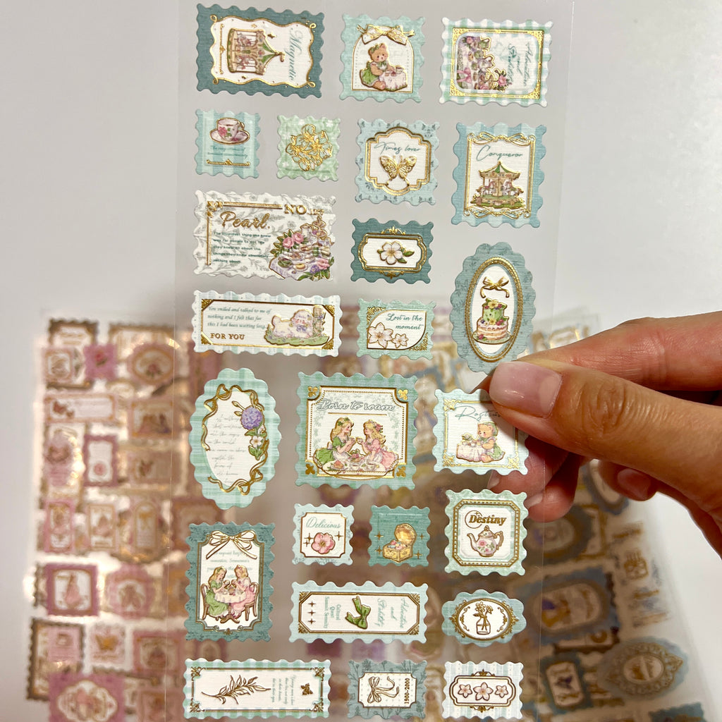 📮 Vintage Gold Foil Stamp Stickers