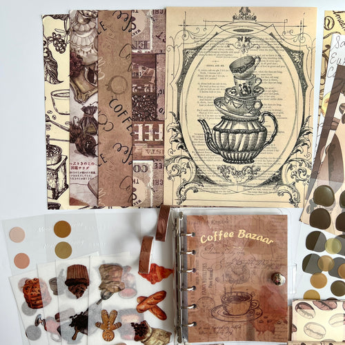 ☕ Vintage Coffee Journal Kit Set (155 pcs)