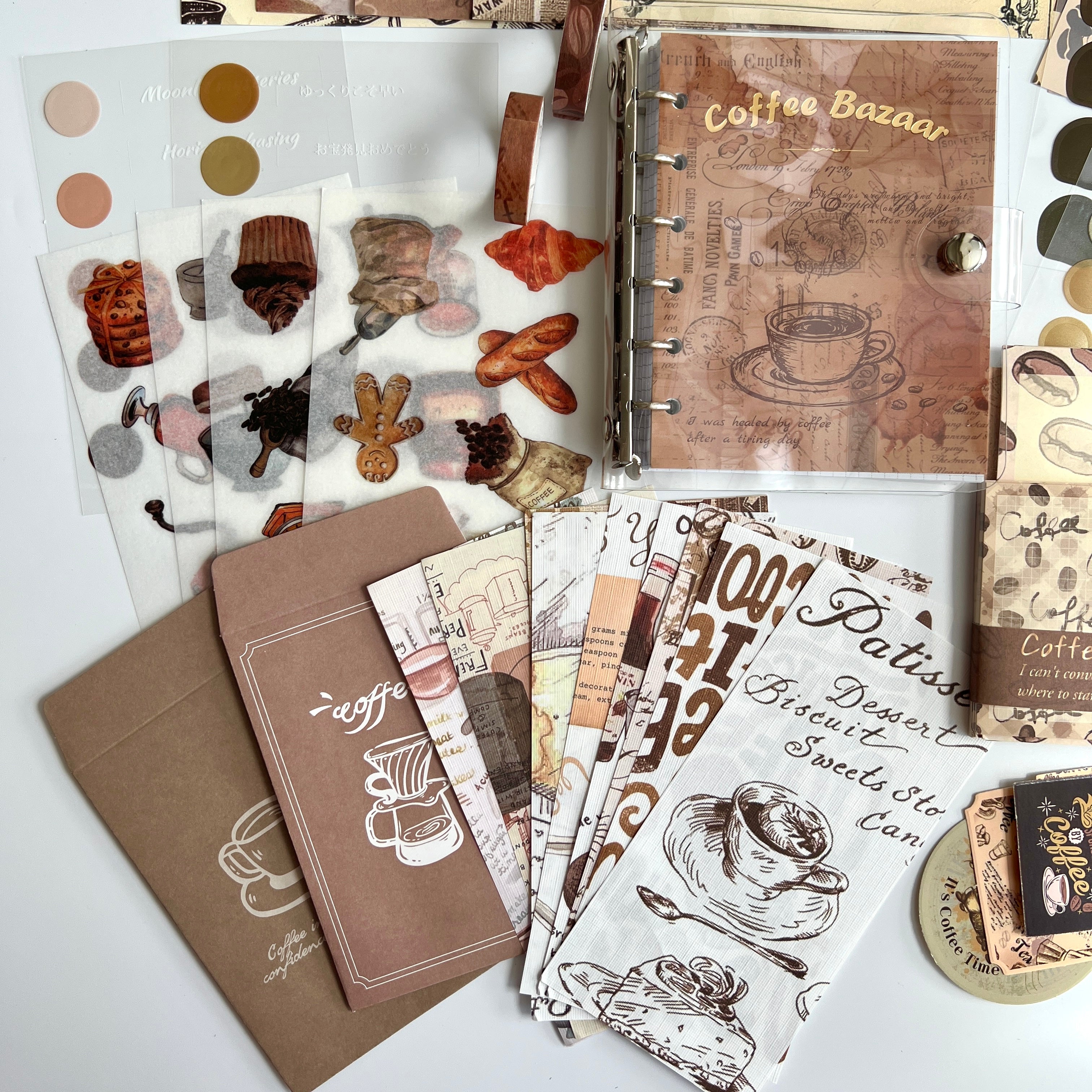 ☕ Vintage Coffee Journal Kit Set (155 pcs)