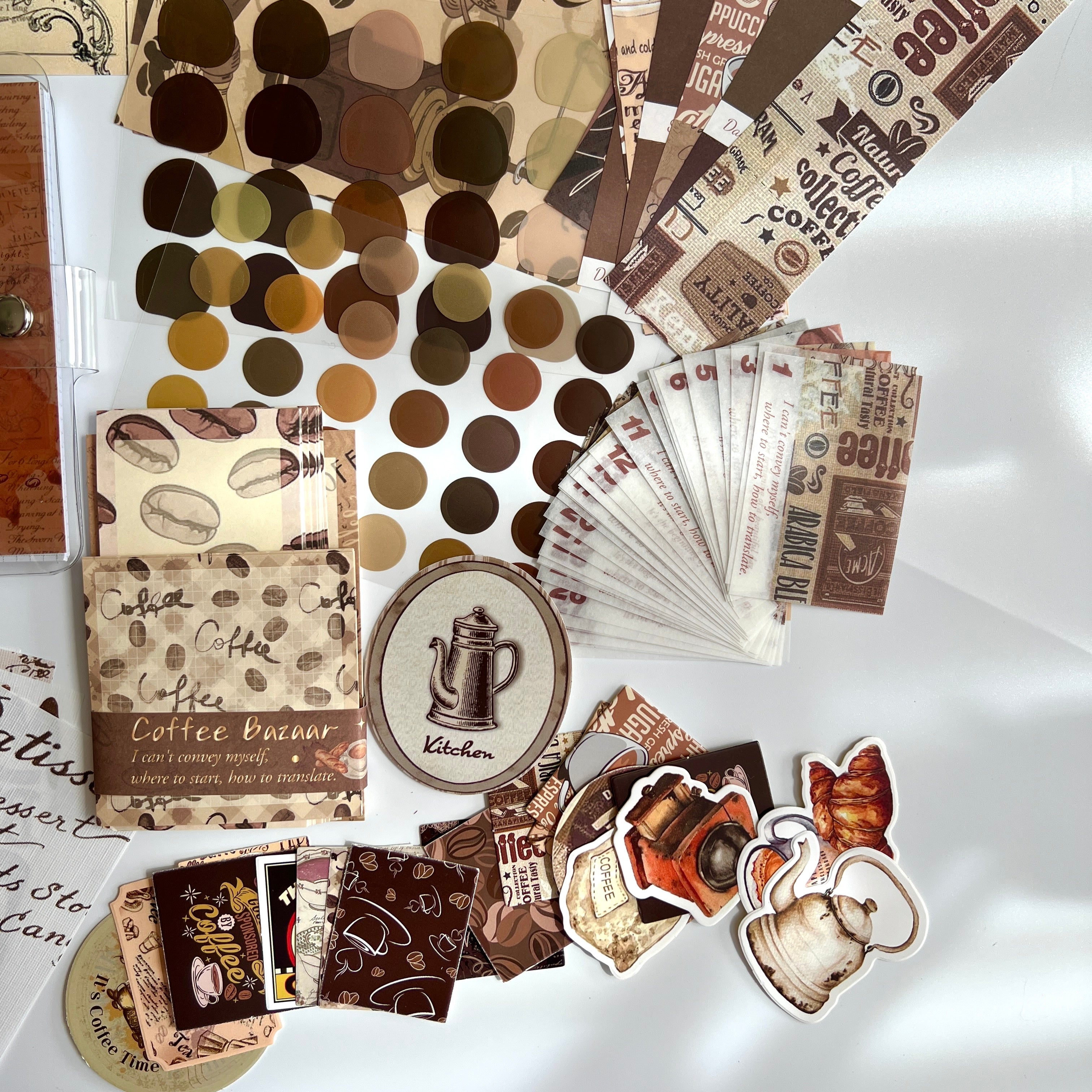 ☕ Vintage Coffee Journal Kit Set (155 pcs)