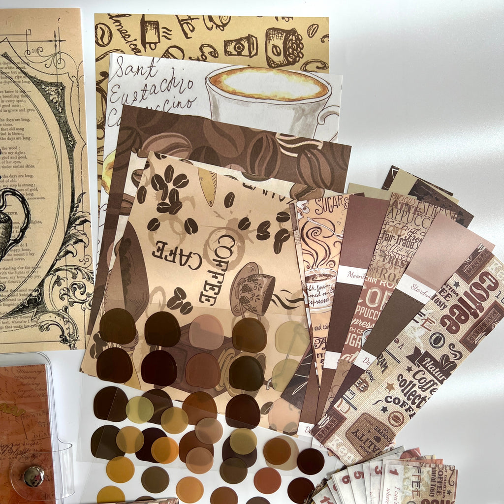 ☕ Vintage Coffee Journal Kit Set (155 pcs)