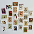 🌸 Vintage Floral Stamp Stickers (24 pcs)