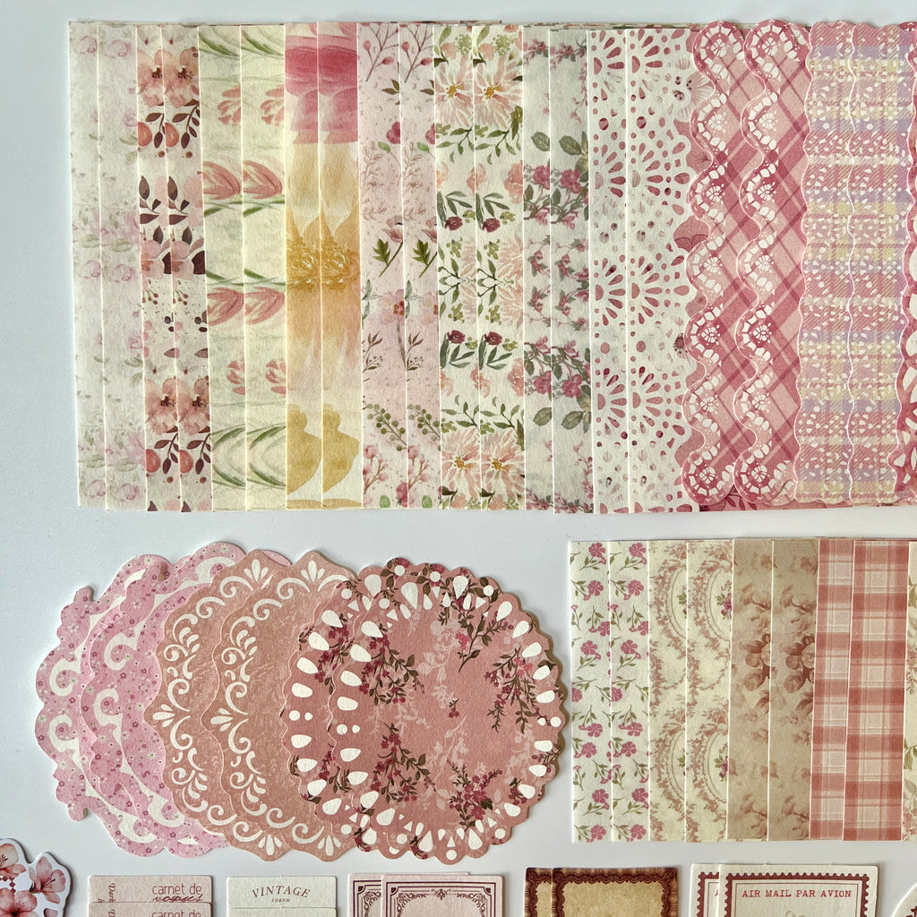 🌸 Vintage Rose Lace Journal Kit (100 pcs)