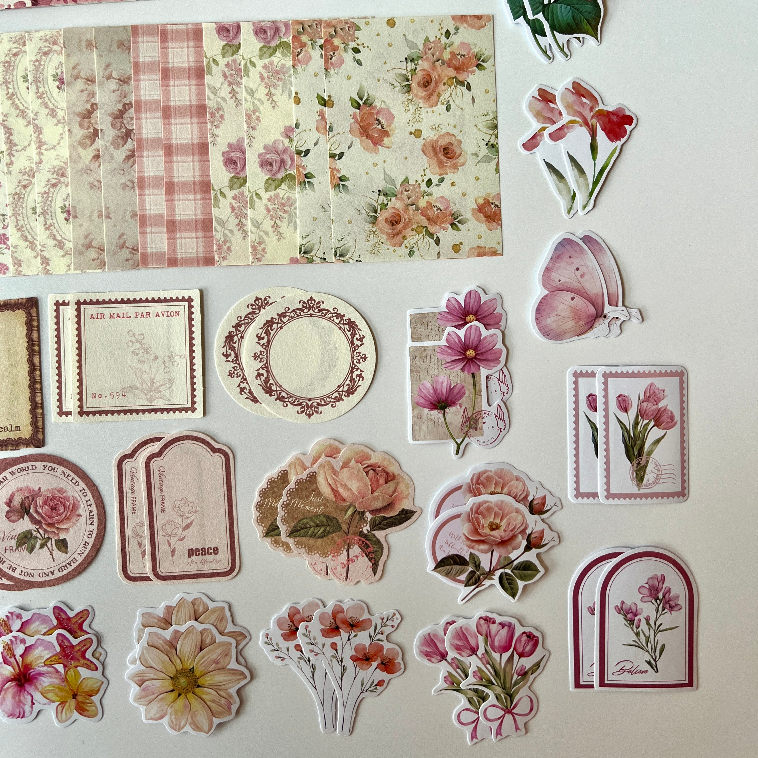 🌸 Vintage Rose Lace Journal Kit (100 pcs)