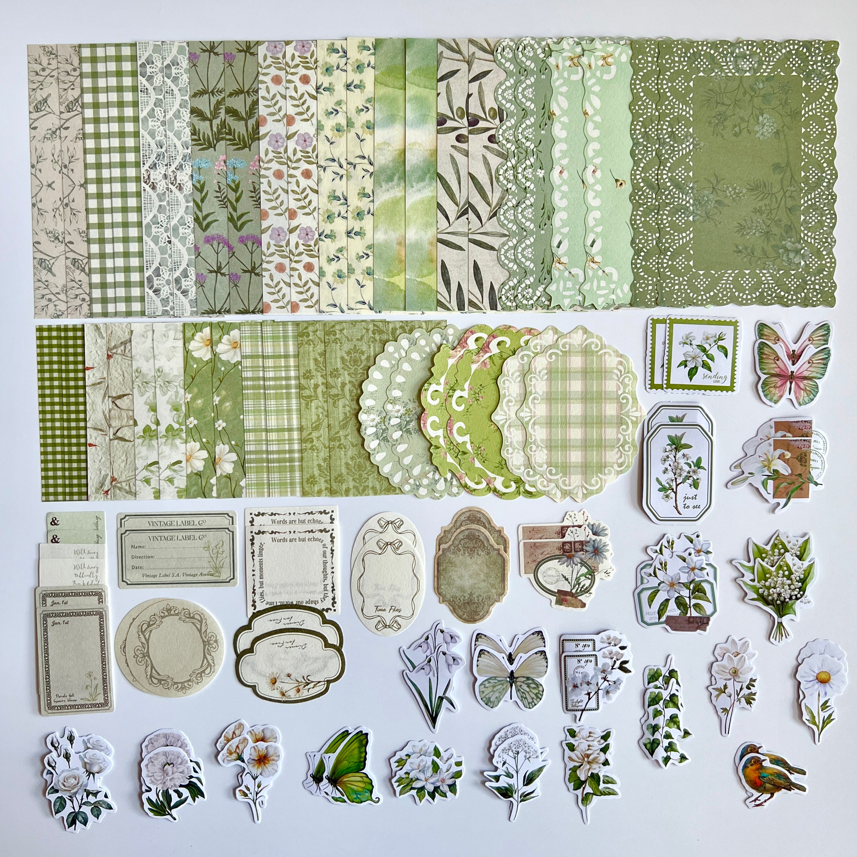 🌿 Vintage Botanical Lace Journal Kit (100 pcs)