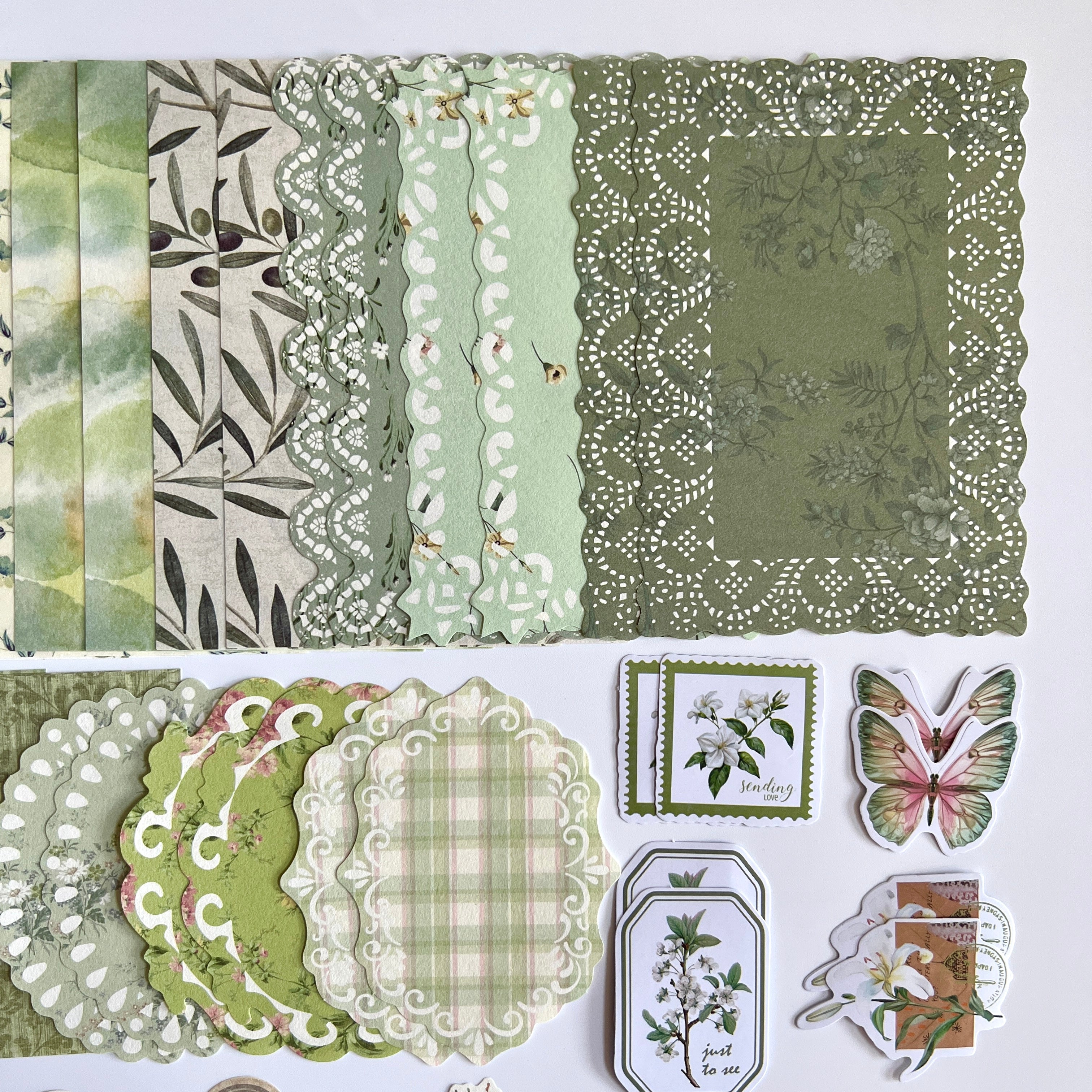 🌿 Vintage Botanical Lace Journal Kit (100 pcs)