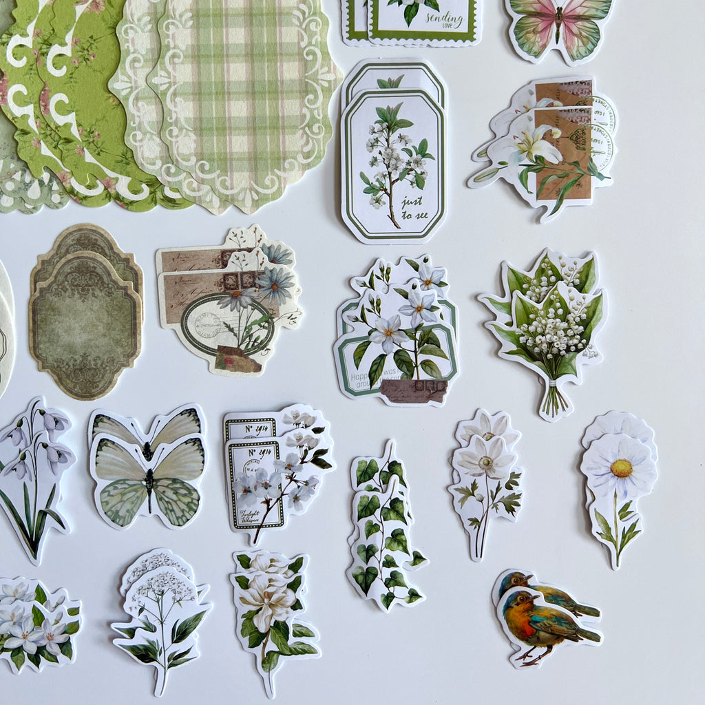 🌿 Vintage Botanical Lace Journal Kit (100 pcs)