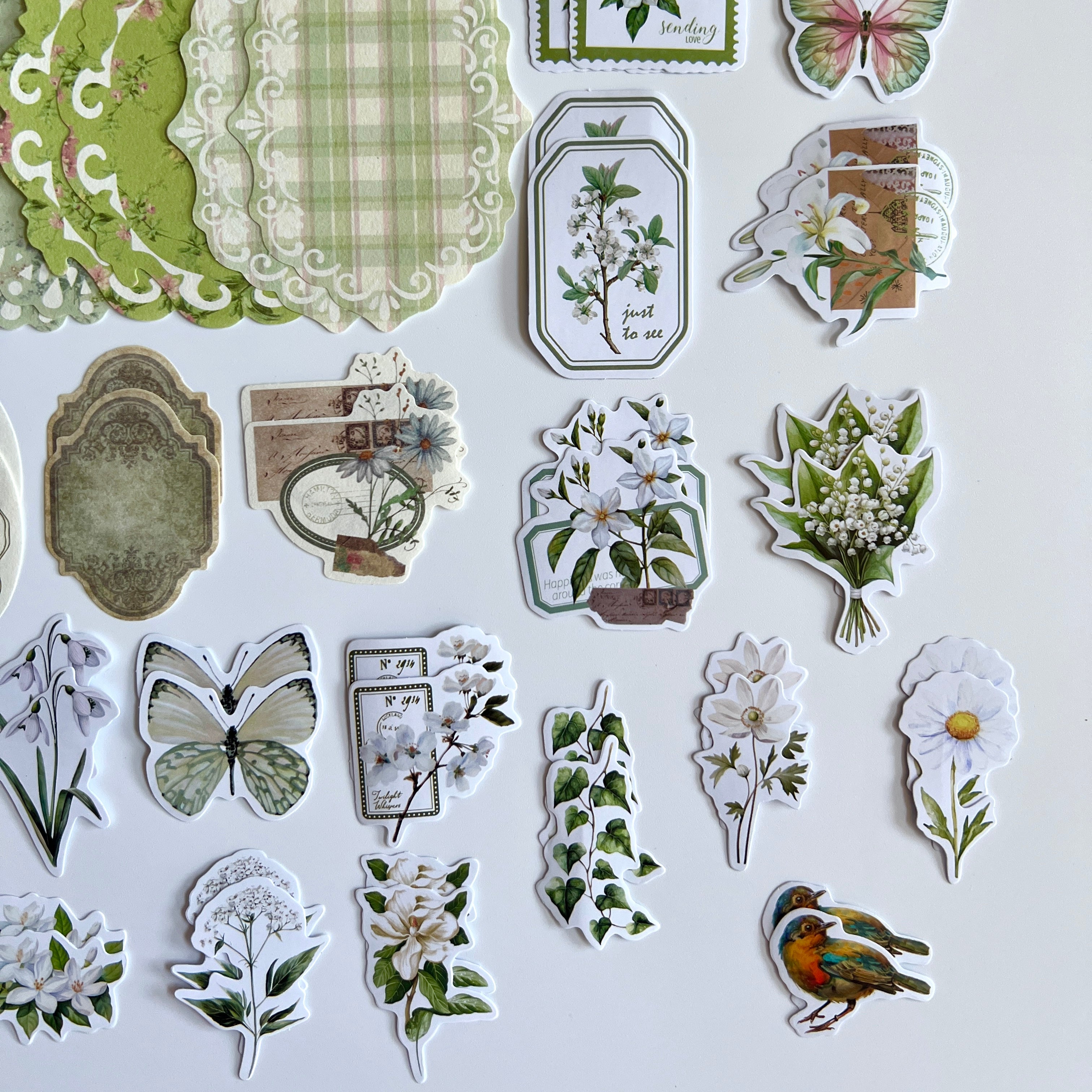 🌿 Vintage Botanical Lace Journal Kit (100 pcs)