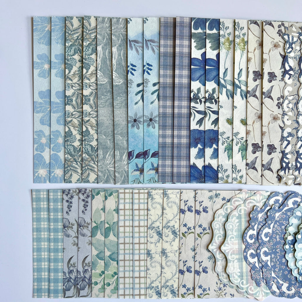 💙 Vintage Blue Floral Journal Kit (100 pcs)