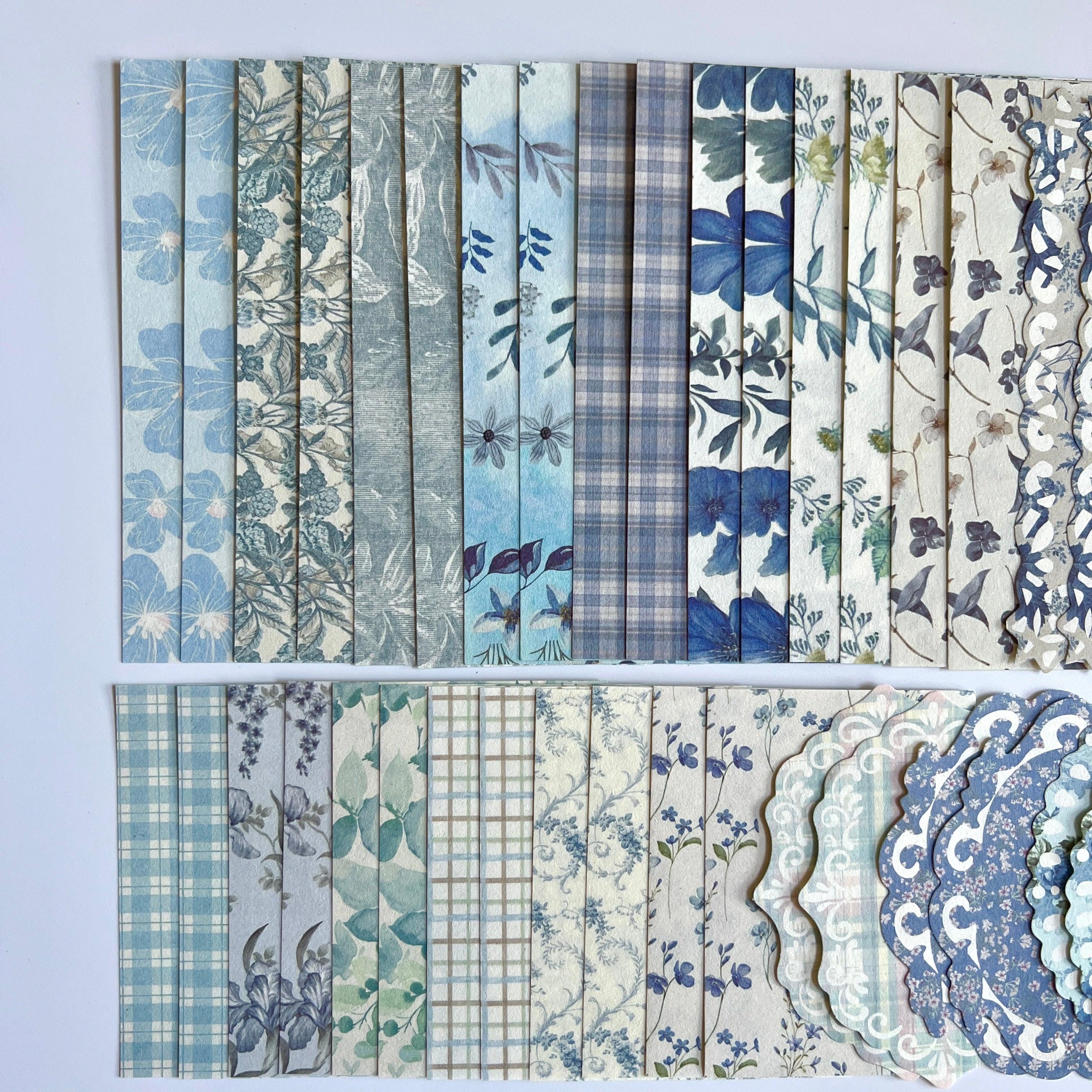 💙 Vintage Blue Floral Journal Kit (100 pcs)