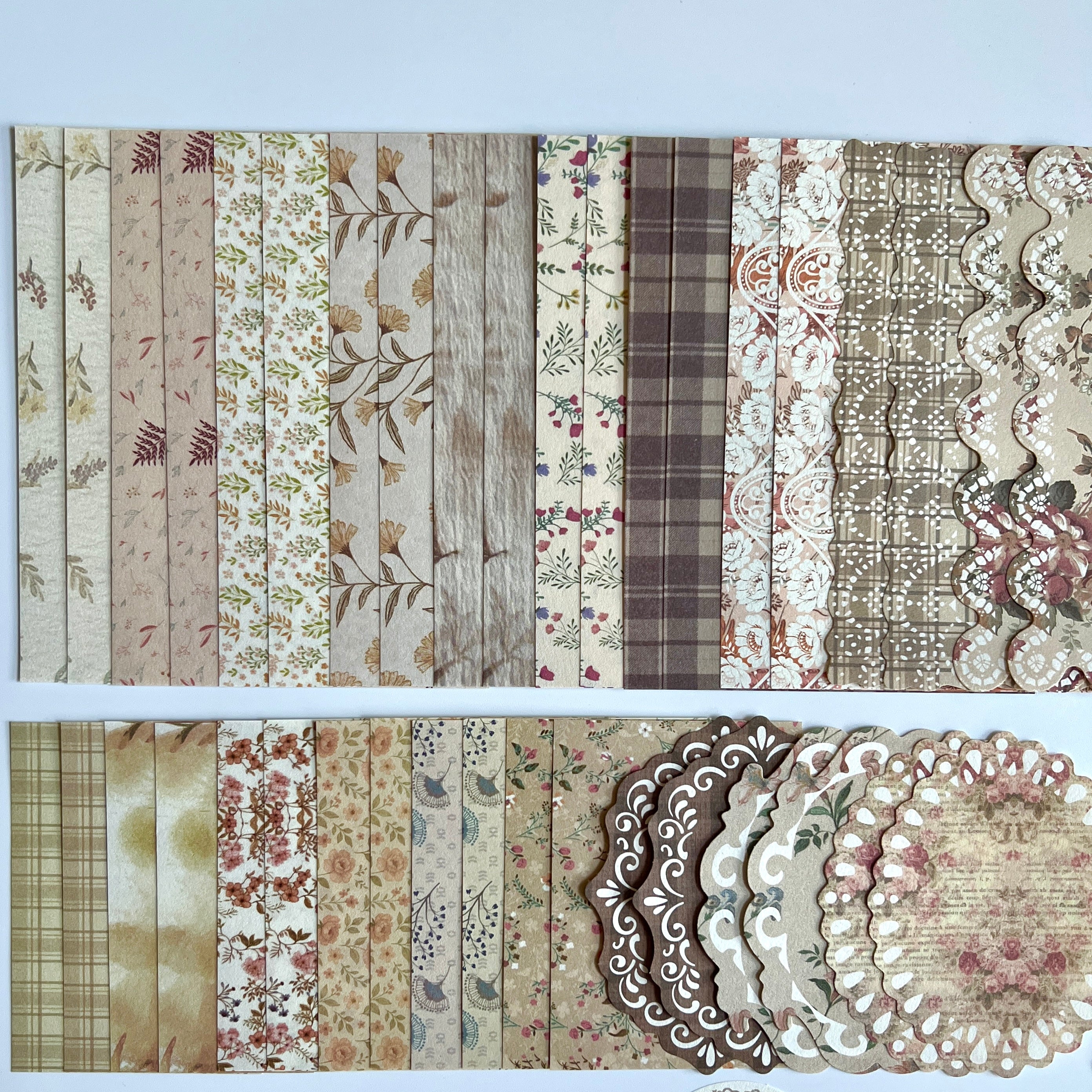 🤎 Vintage Autumn Floral Journal Kit (100 pcs)