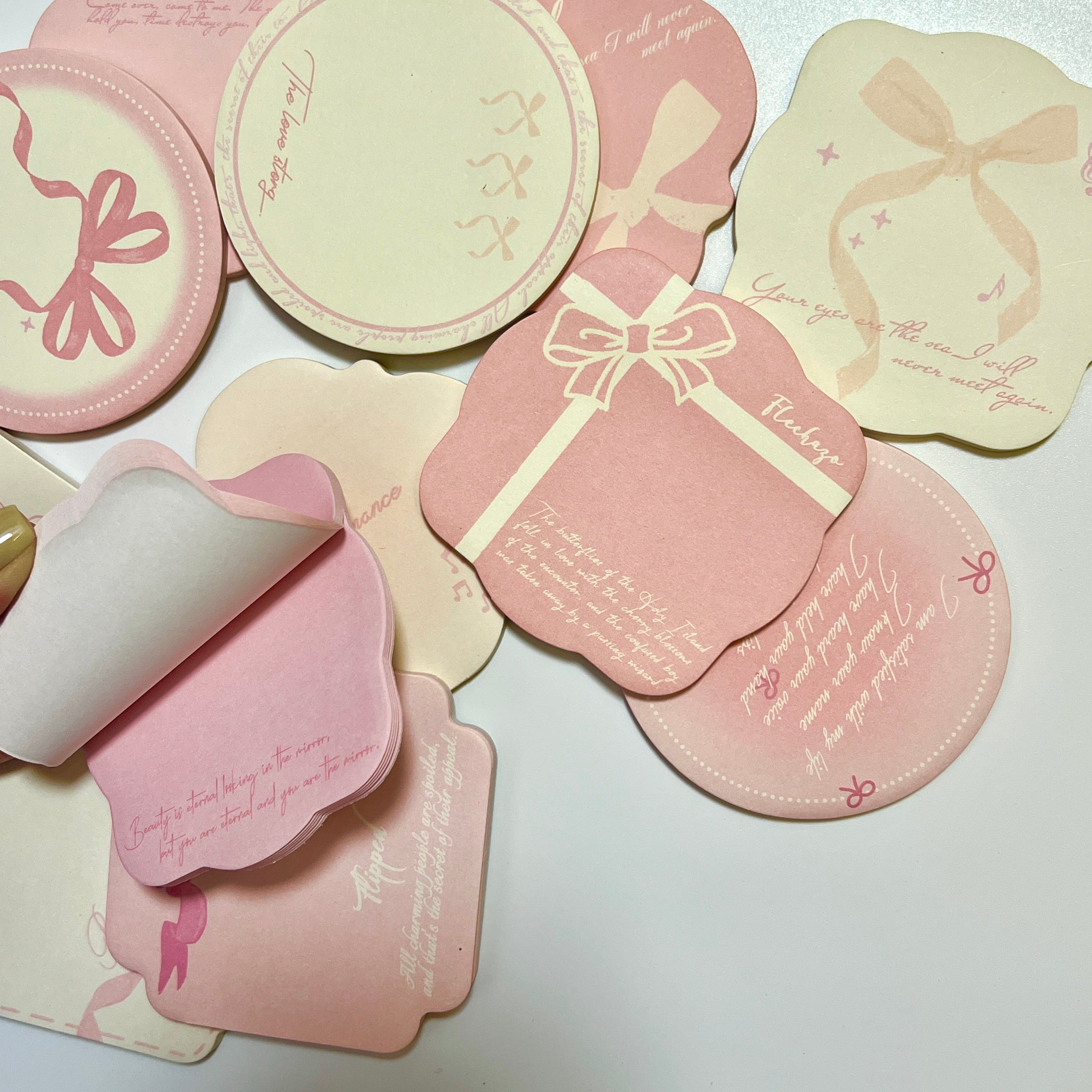 🎀 Pink Ribbon Sticky Notes Set
