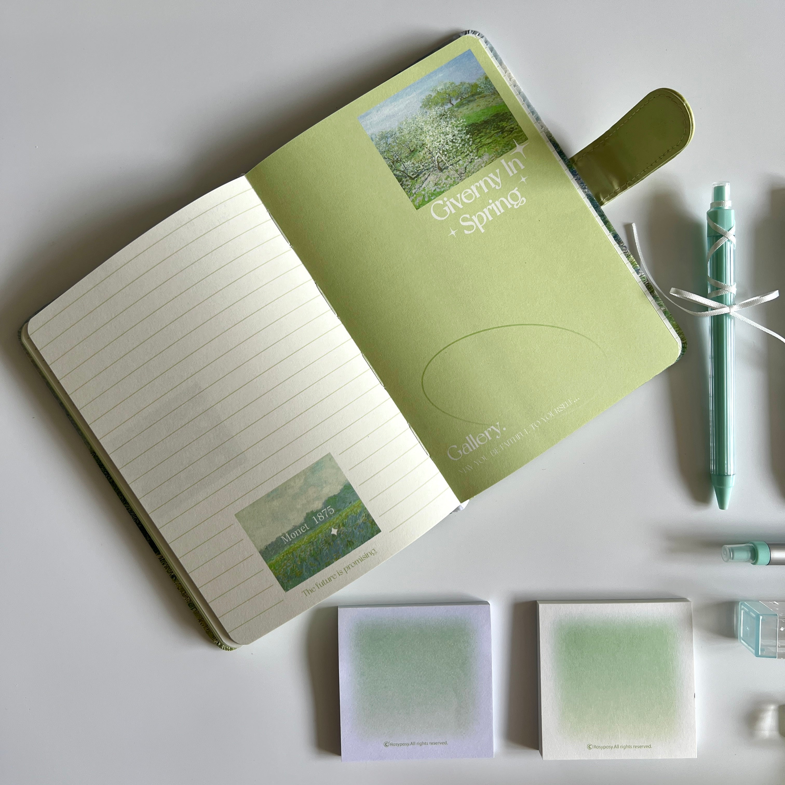 🌿 Green Giverny Spring Stationery Set