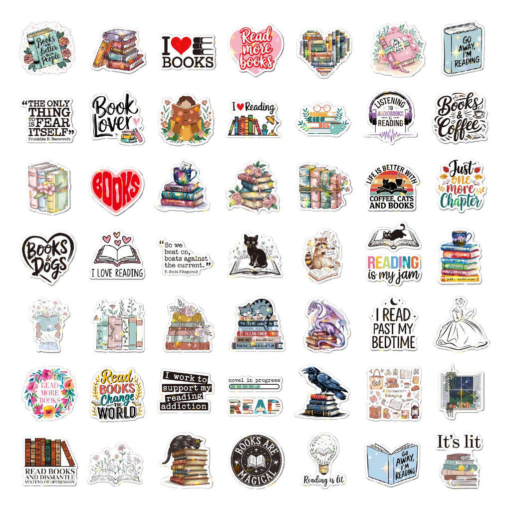 📚 Book Lover Quotes Holographic Stickers
