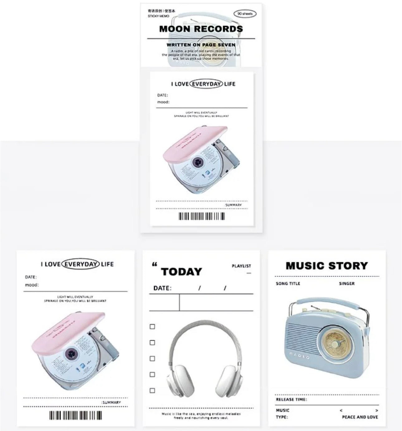 📀 Cute Memo Notepad for Journaling – Planner Note Pad 90 Pages
