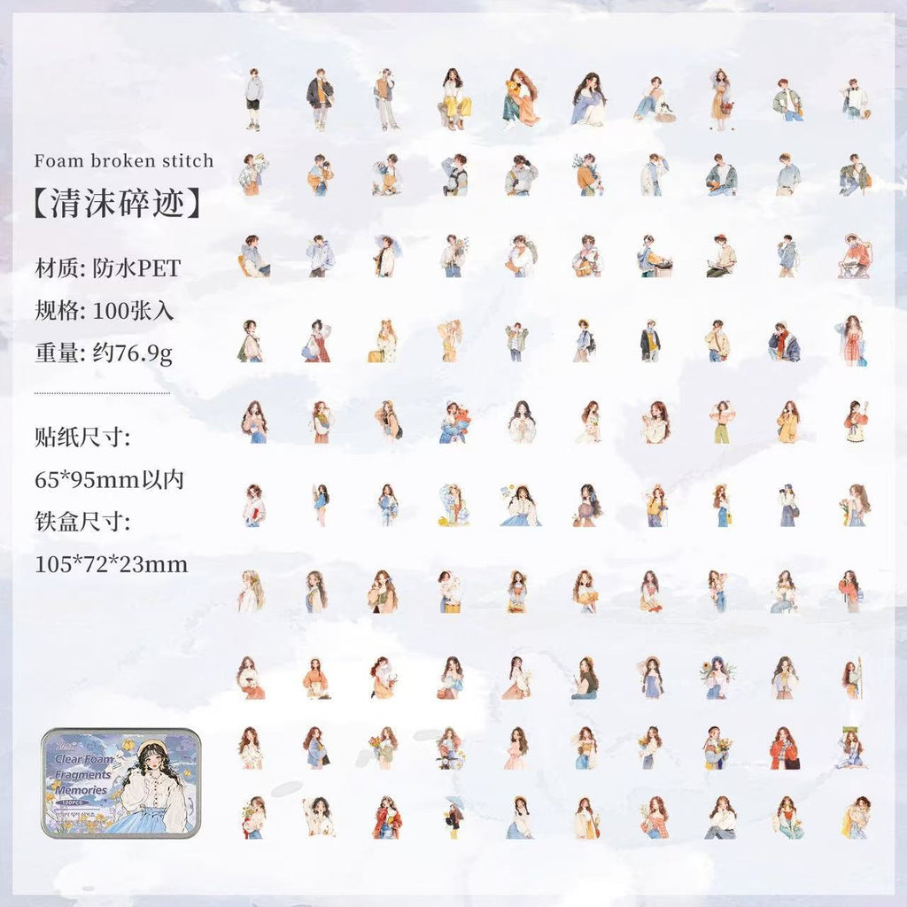 💌 Vintage Girl Aesthetic Sticker Tin Box (100 pcs)