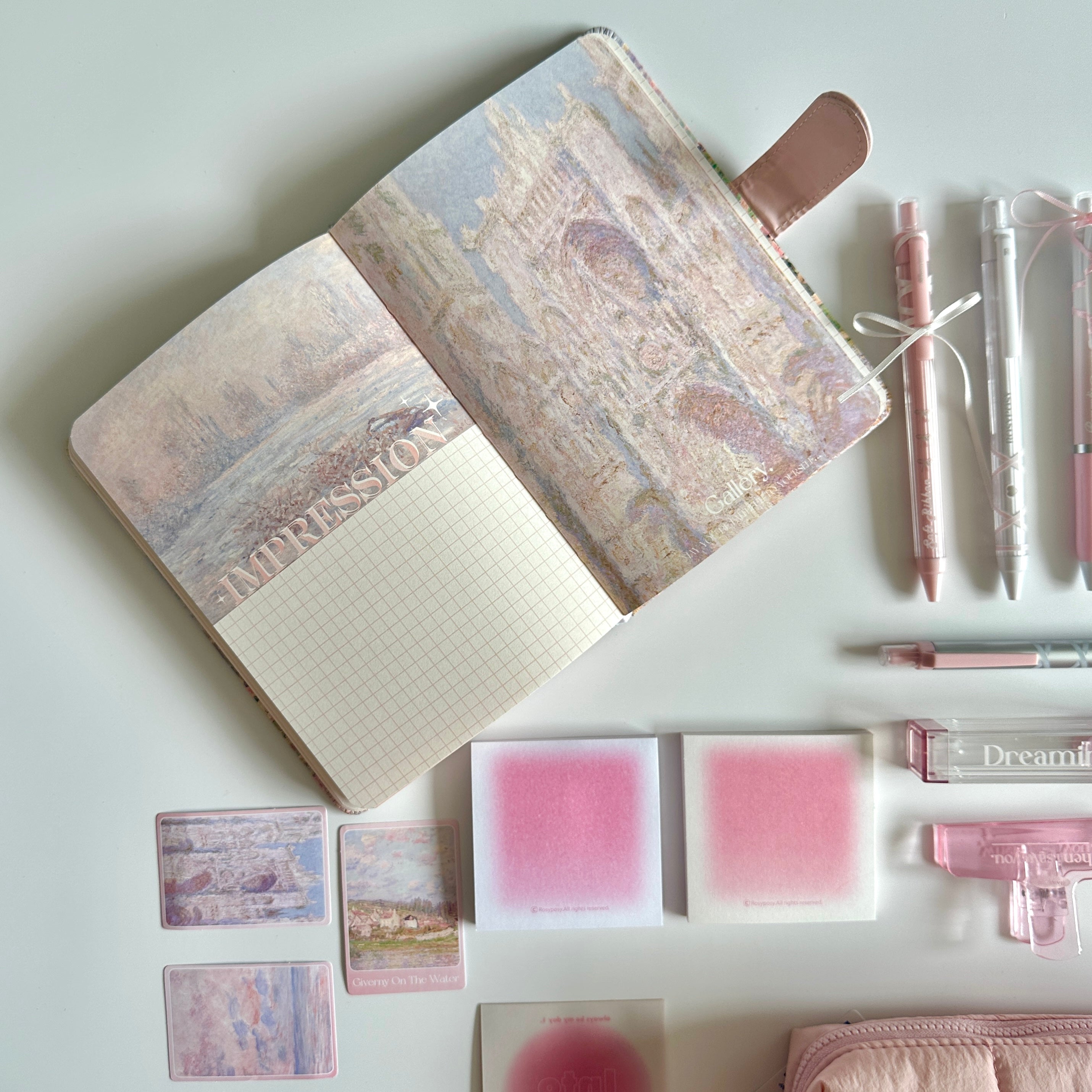 🌸 Pink Giverny Garden Stationery Set