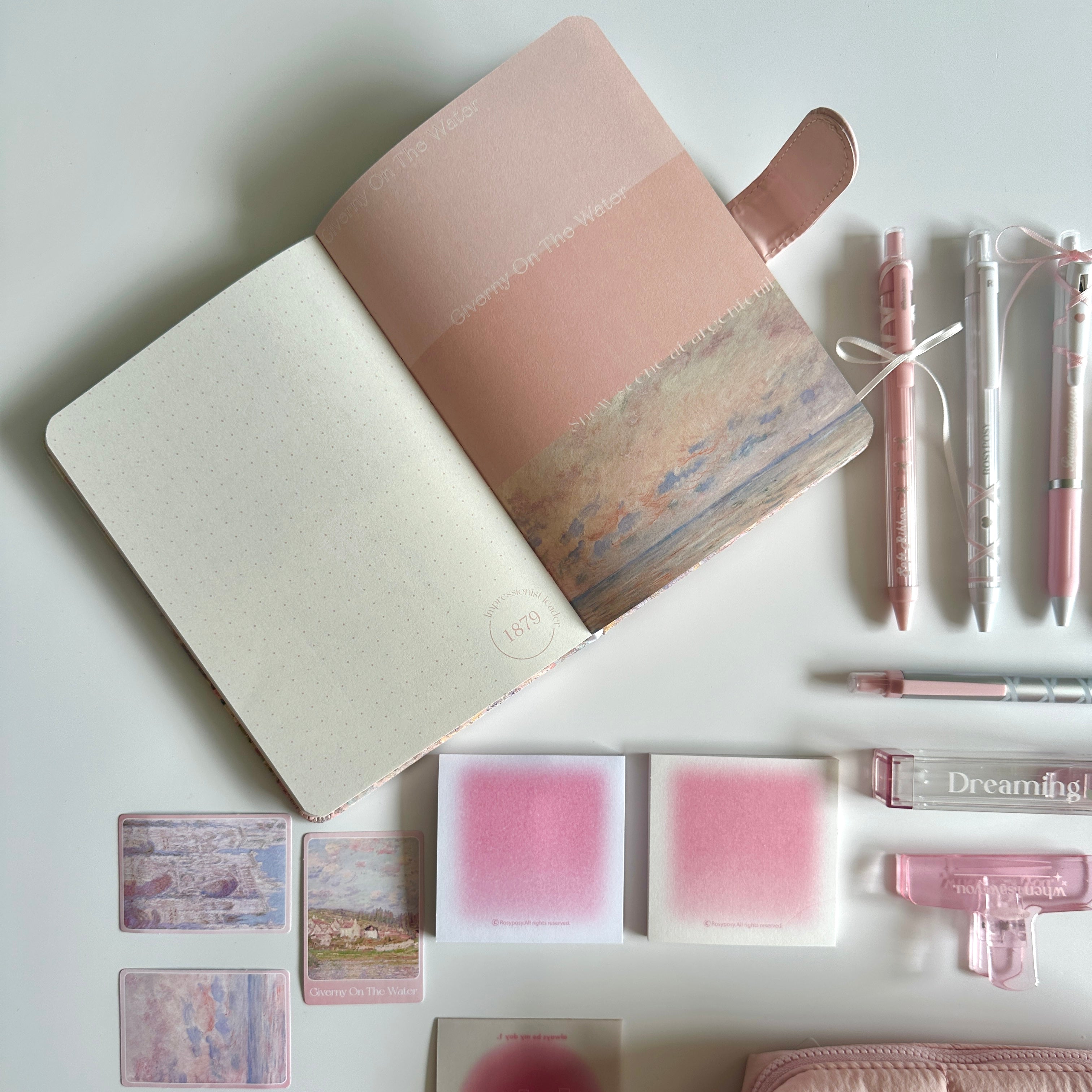 🌸 Pink Giverny Garden Stationery Set