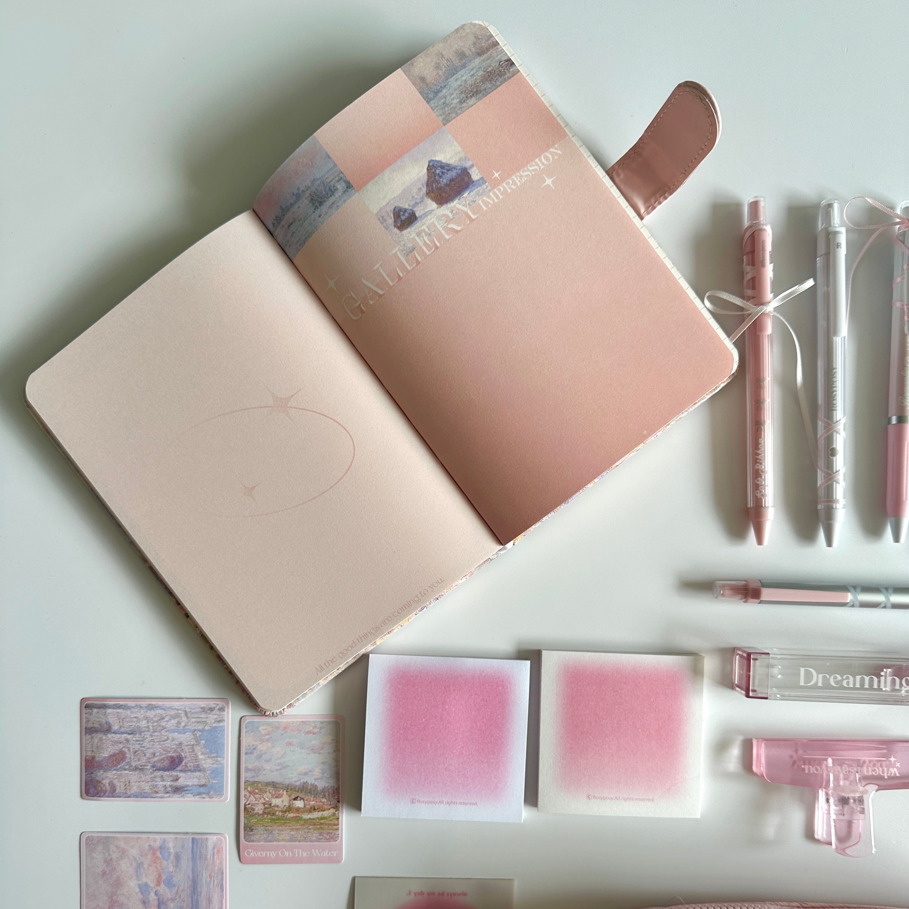 🌸 Pink Giverny Garden Stationery Set