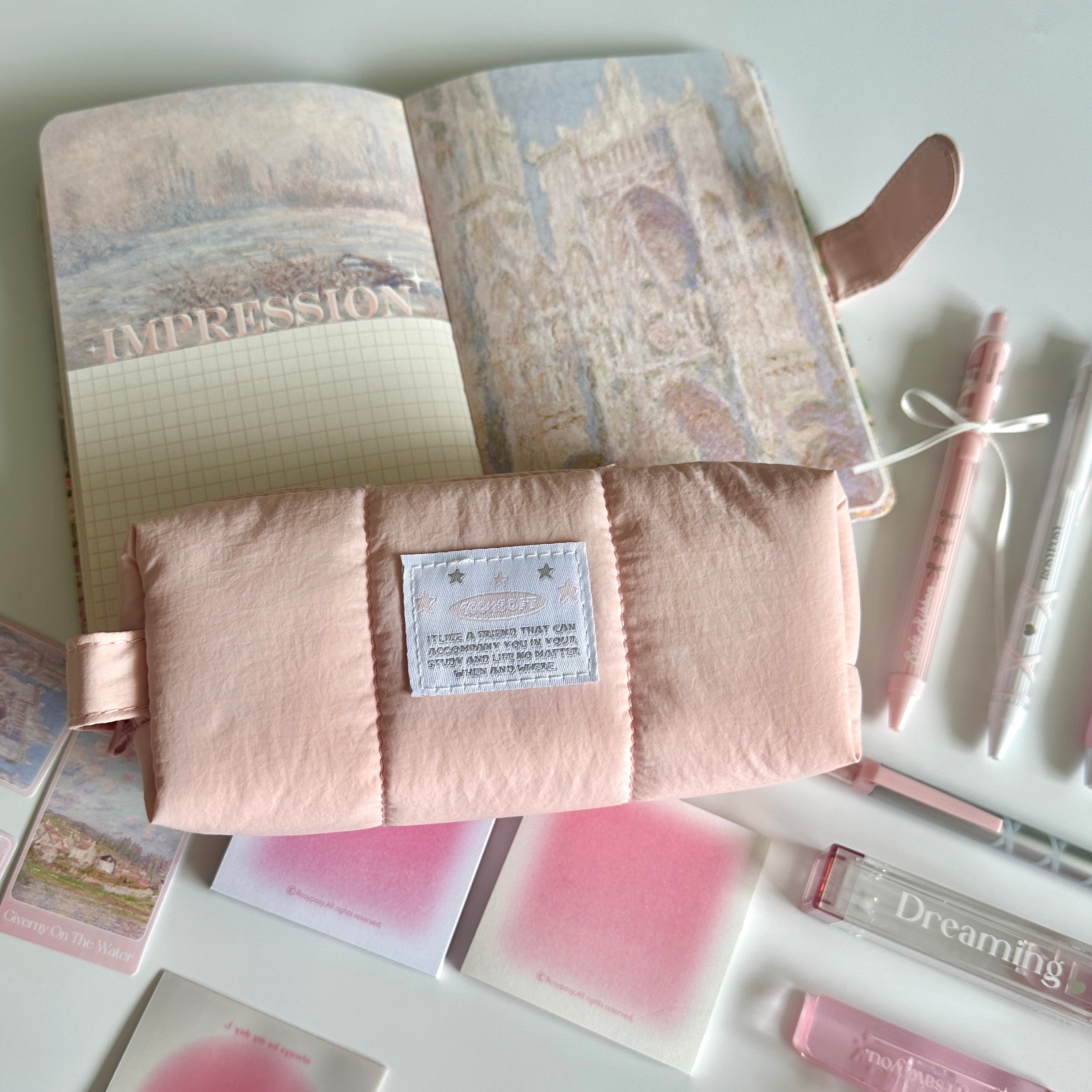 🌸 Pink Giverny Garden Stationery Set