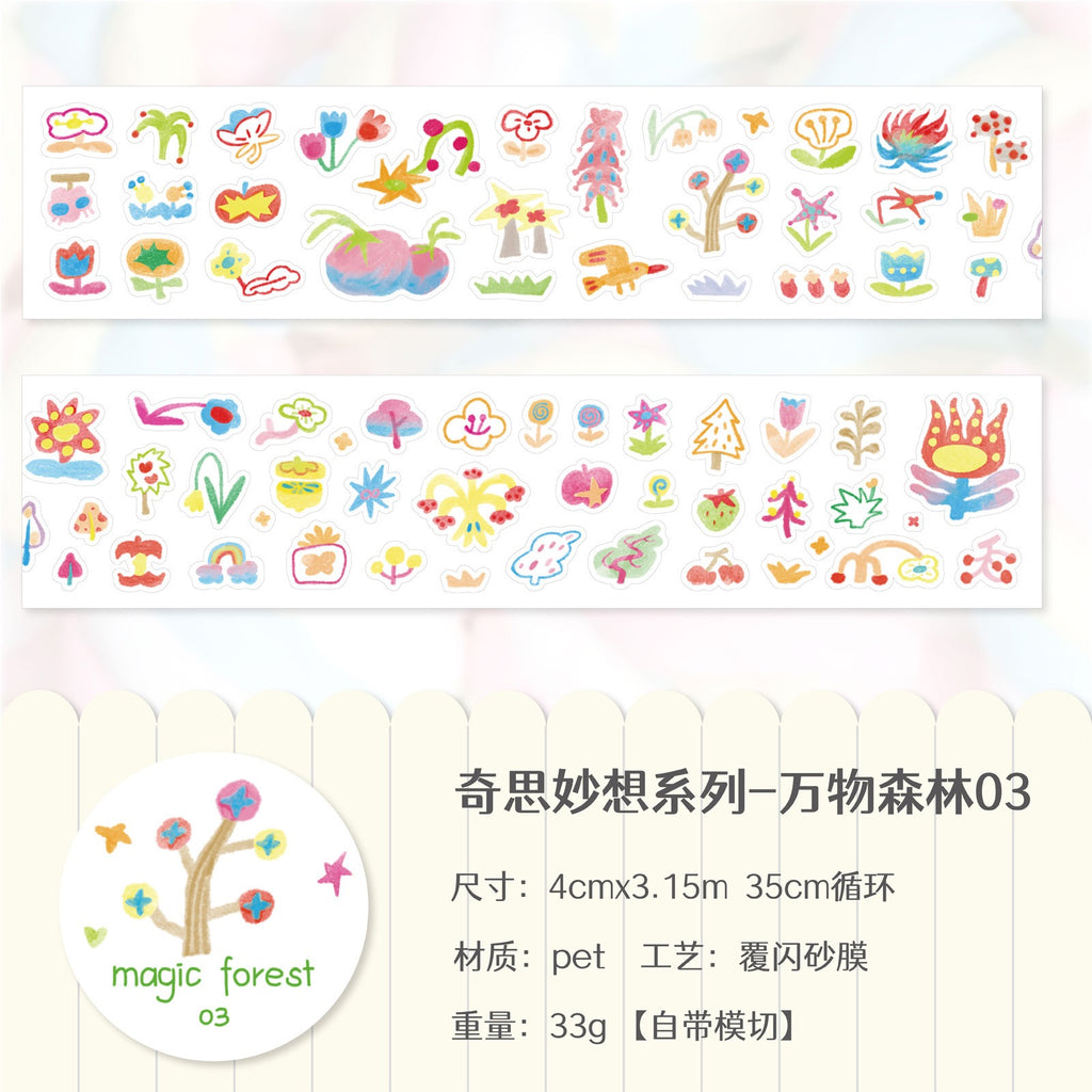 🎨 Cute Doodle Die-Cut Washi Tape