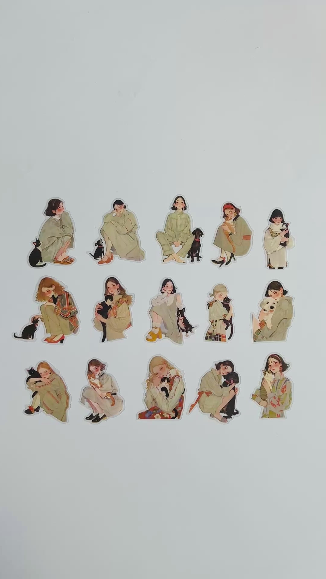 🐾 Cute Pet Lover Girl Sticker Set