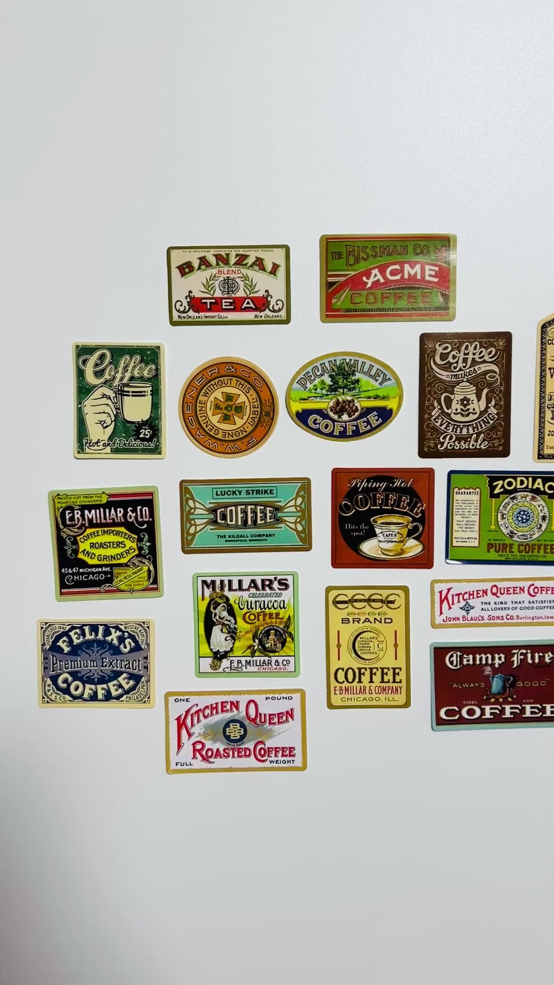 ☕ Vintage Coffee Label Sticker Set