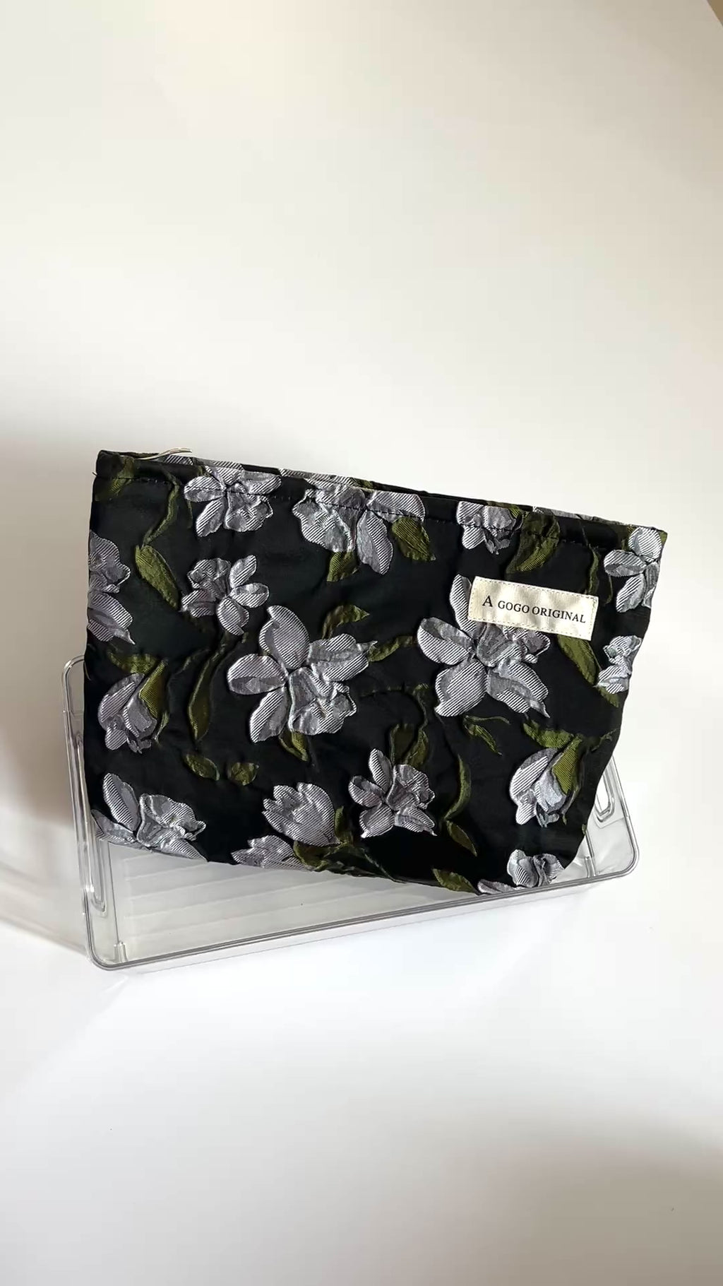 🖤 Elegant Dark Floral Cosmetic Bag