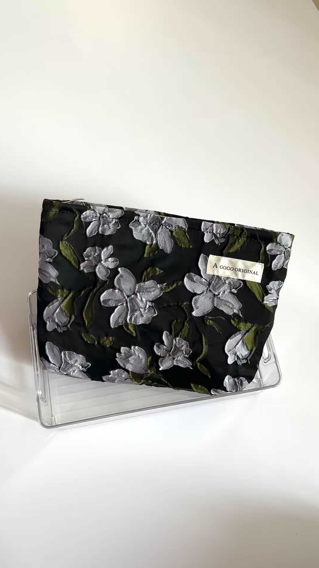 🖤 Elegant Dark Floral Cosmetic Bag