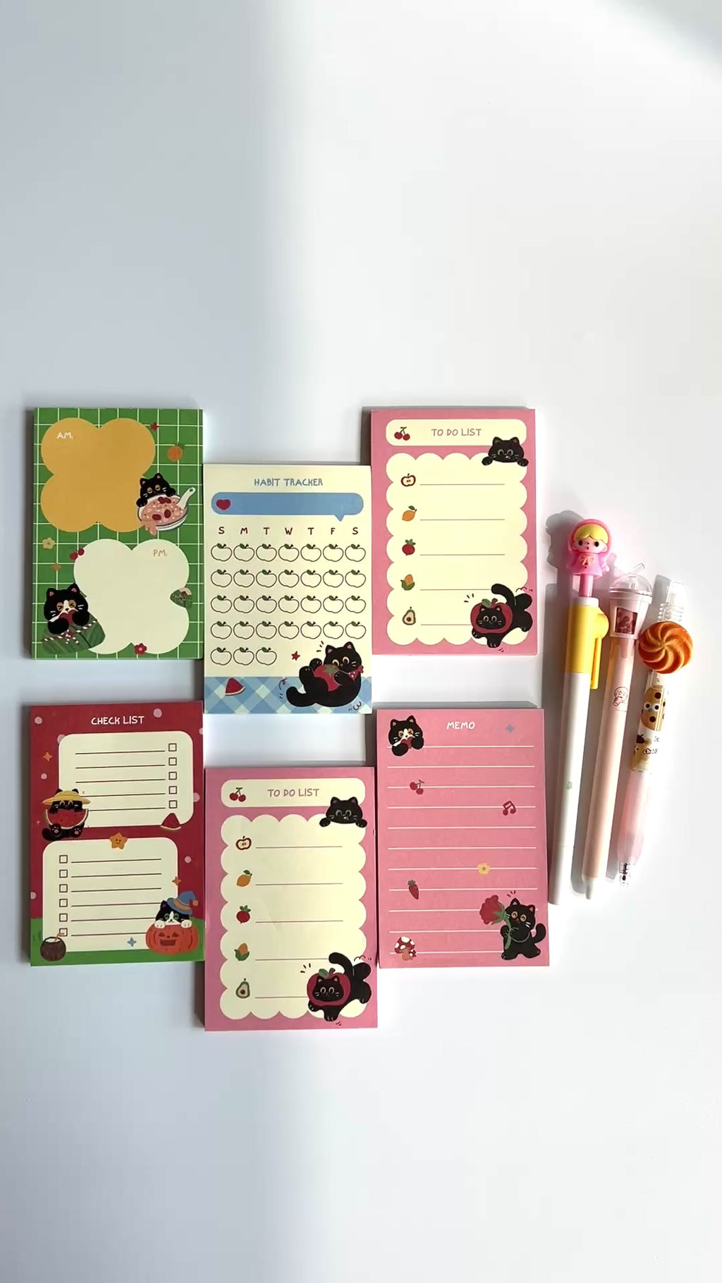 🍎 Black Cat Memo Set - 9