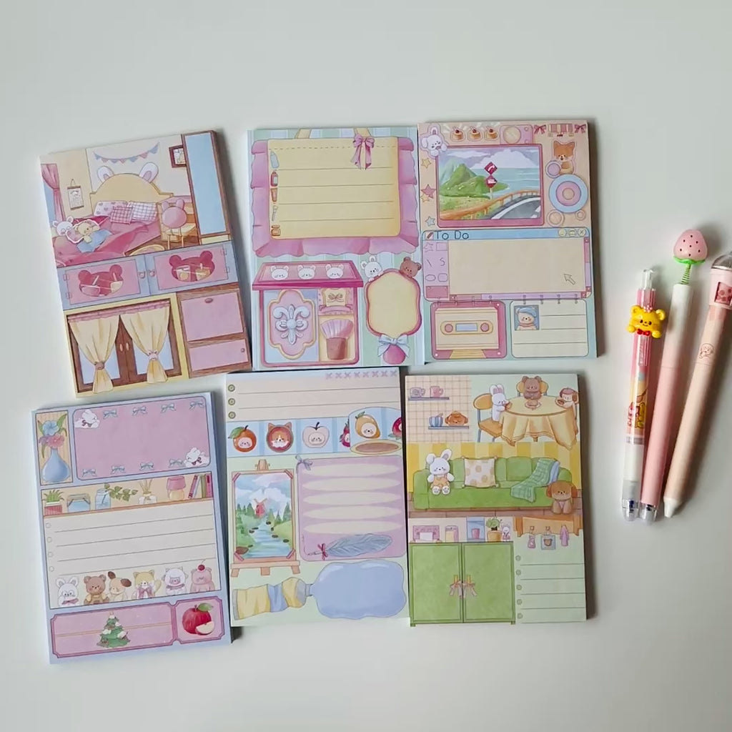🧸 Bear & Puppy Sweet Home Memo Set