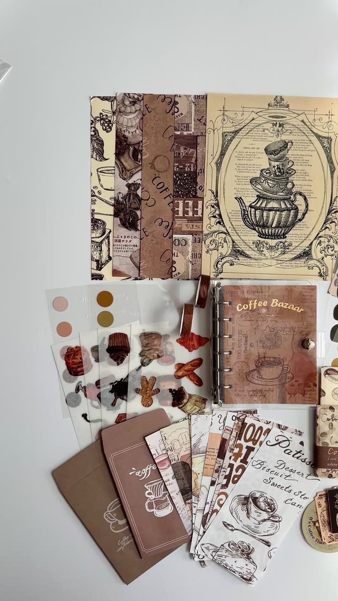 ☕ Vintage Coffee Journal Kit Set (155 pcs)