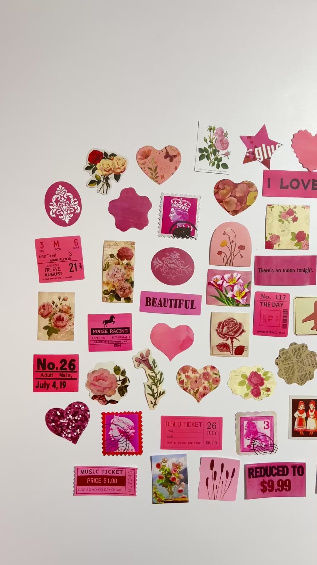🌹 Pink Floral Vintage Sticker Set