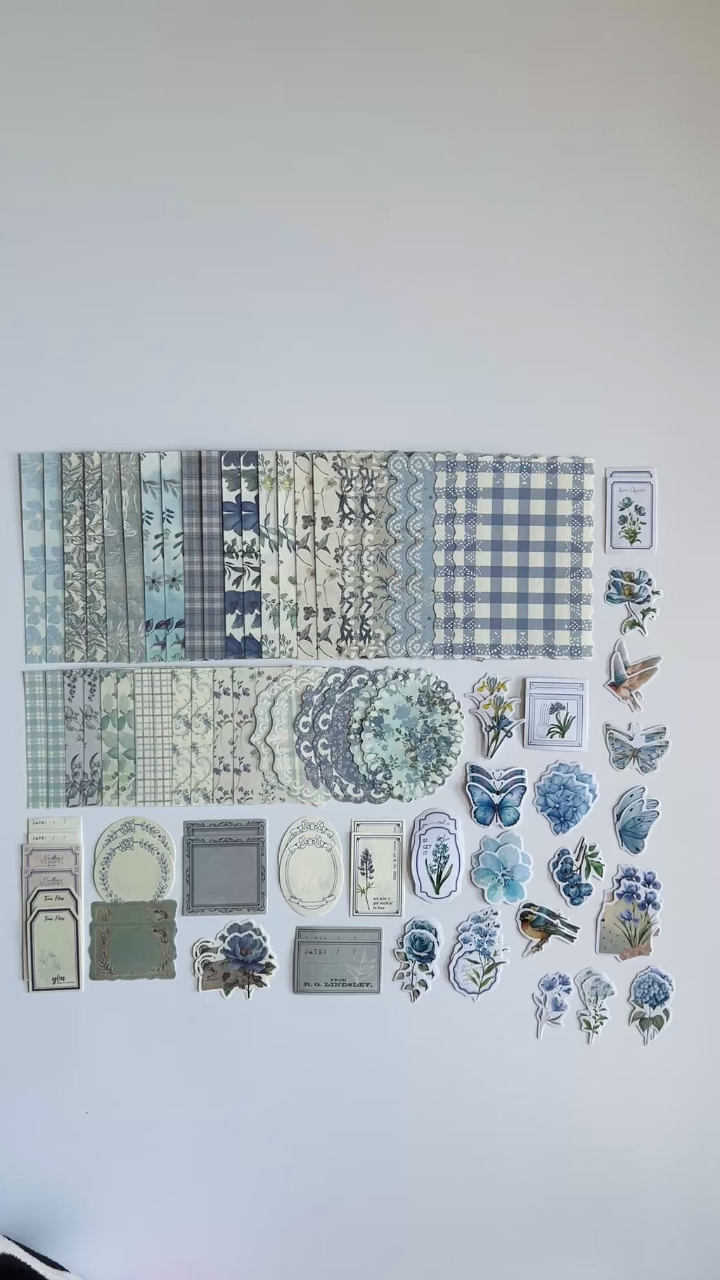 💙 Vintage Blue Floral Journal Kit (100 pcs)