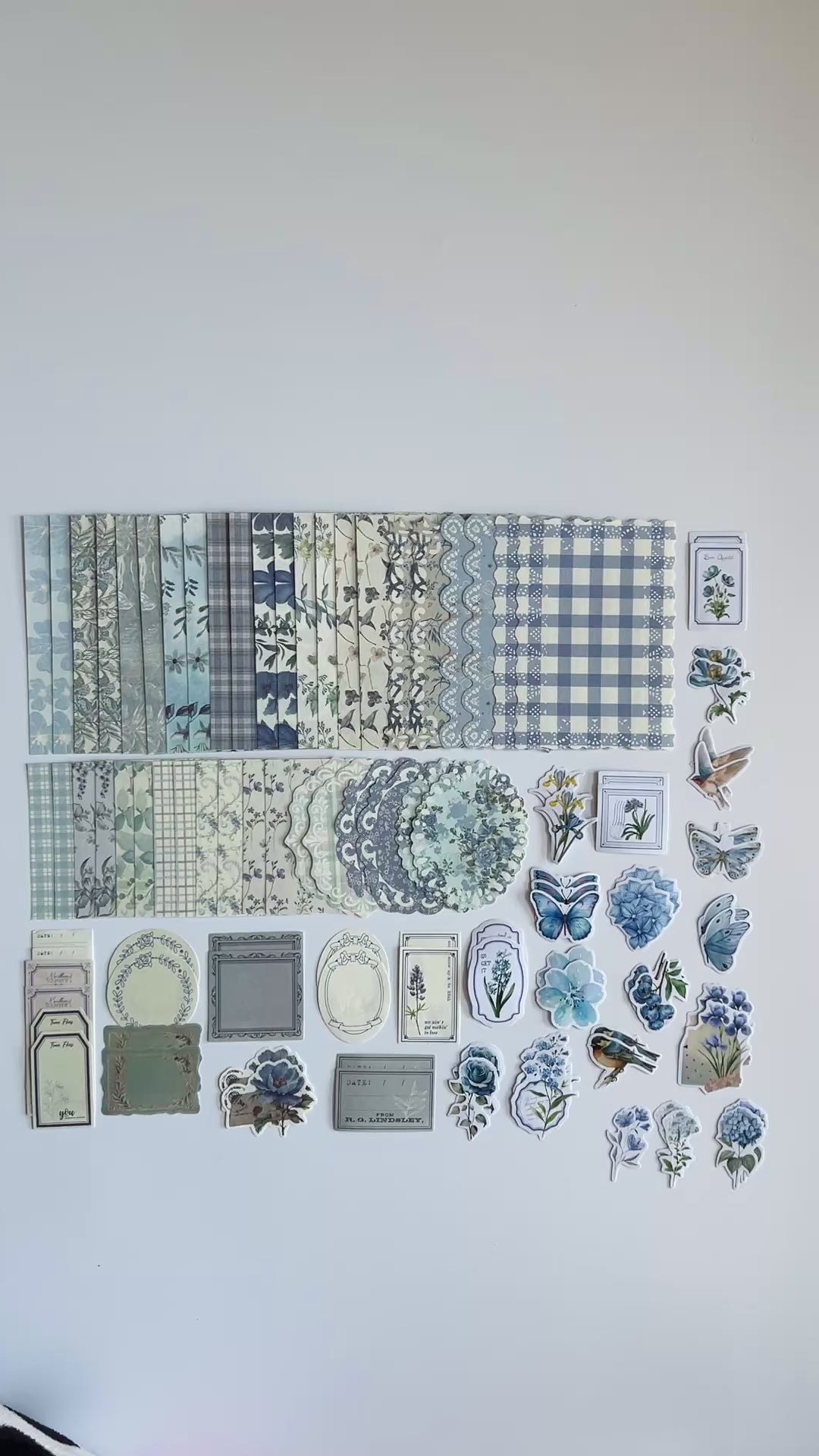 💙 Vintage Blue Floral Journal Kit (100 pcs)