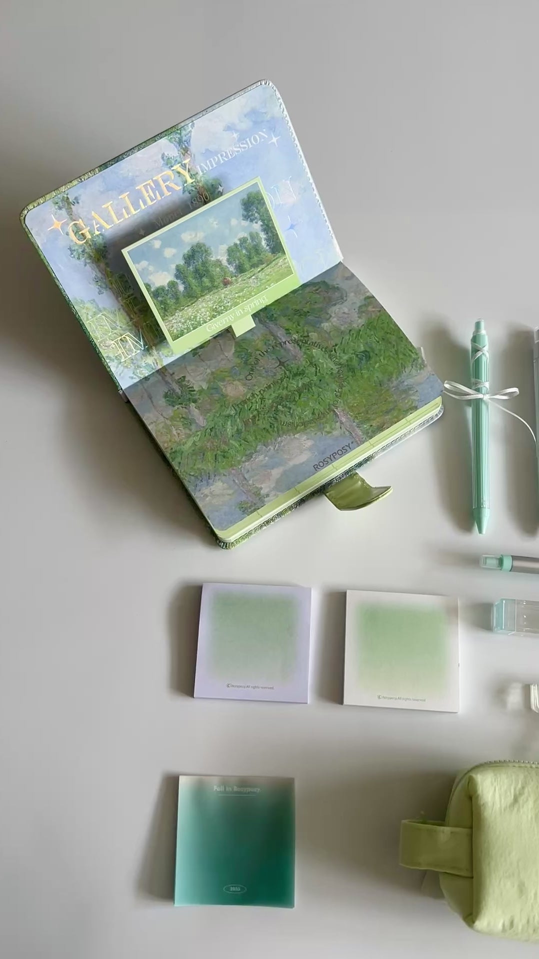 🌿 Green Giverny Spring Stationery Set