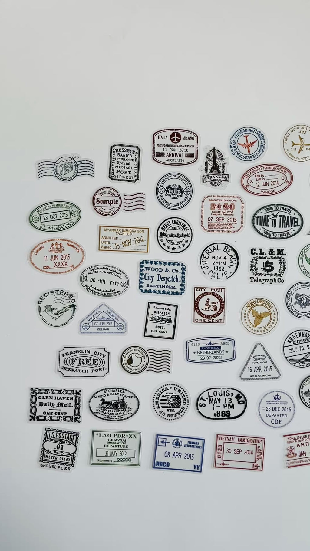 ✈️ Vintage Travel Stamp Sticker Set