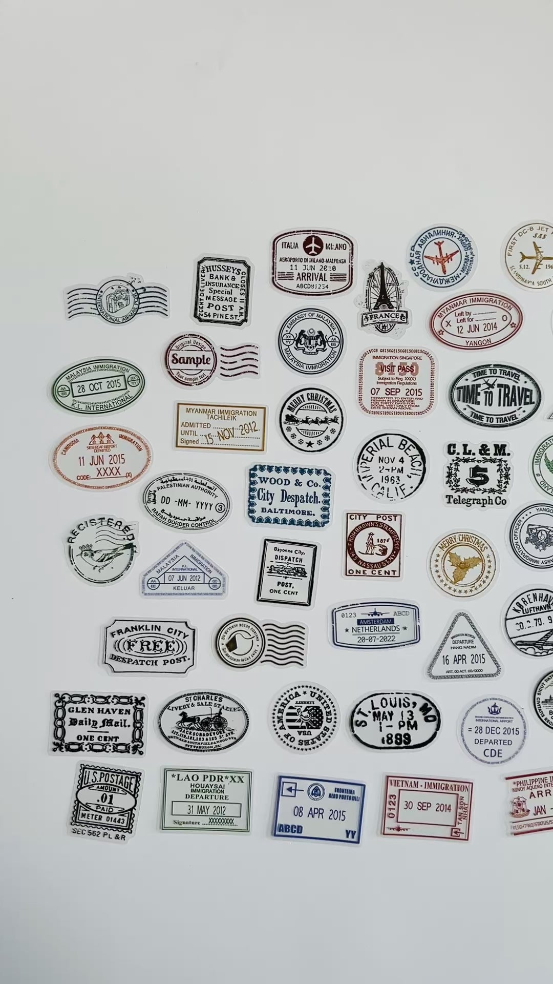 ✈️ Vintage Travel Stamp Sticker Set